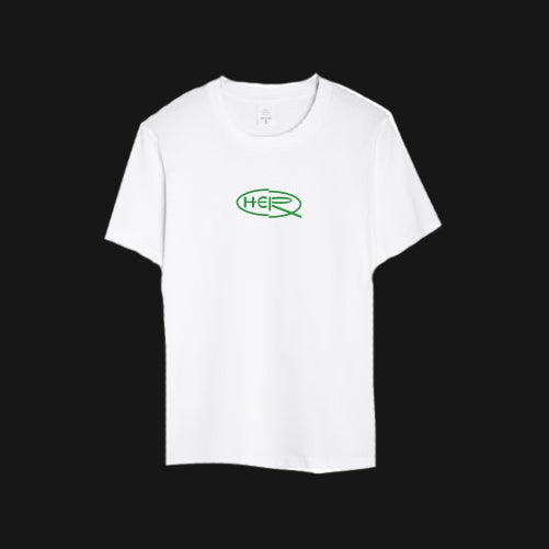 HER 他 - "HER 他" GREEN ON WHITE SHIRT