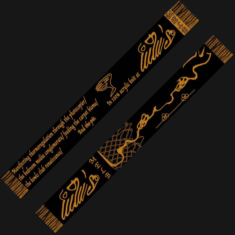 LULUS SCARF - “LUCY DODD” GOLD ON BLACK